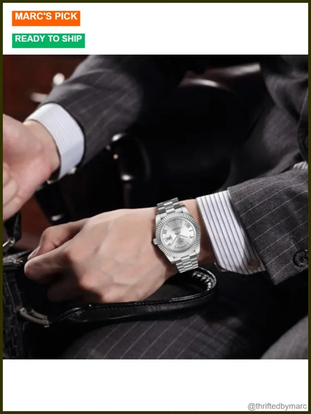 Analog Quartz Stainless Steel Business Dress Watch Day Date